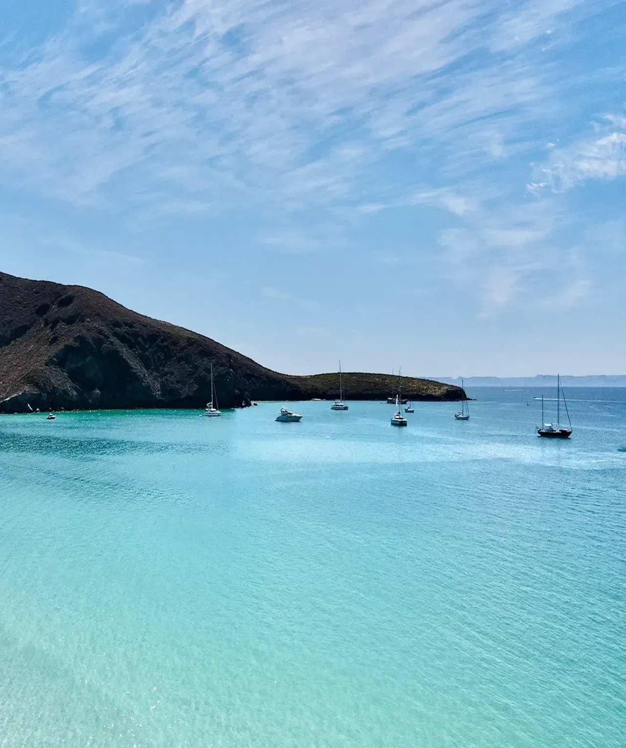 paradisiac islands with boats in sea of cortez