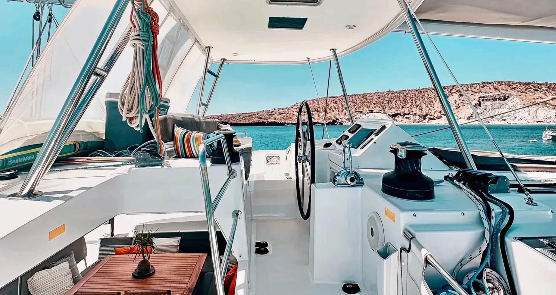 cabin and captain wheel of boat
