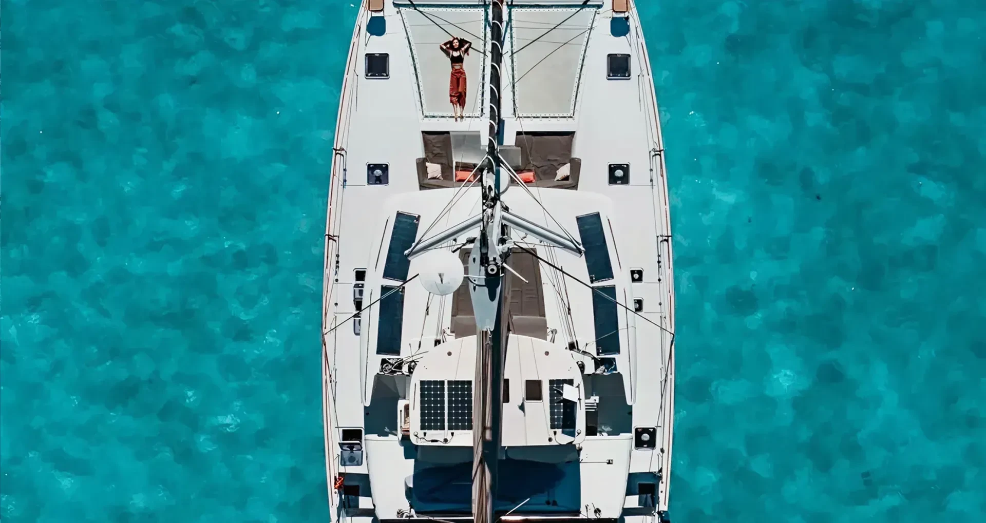 catamaran top down view of the boat
