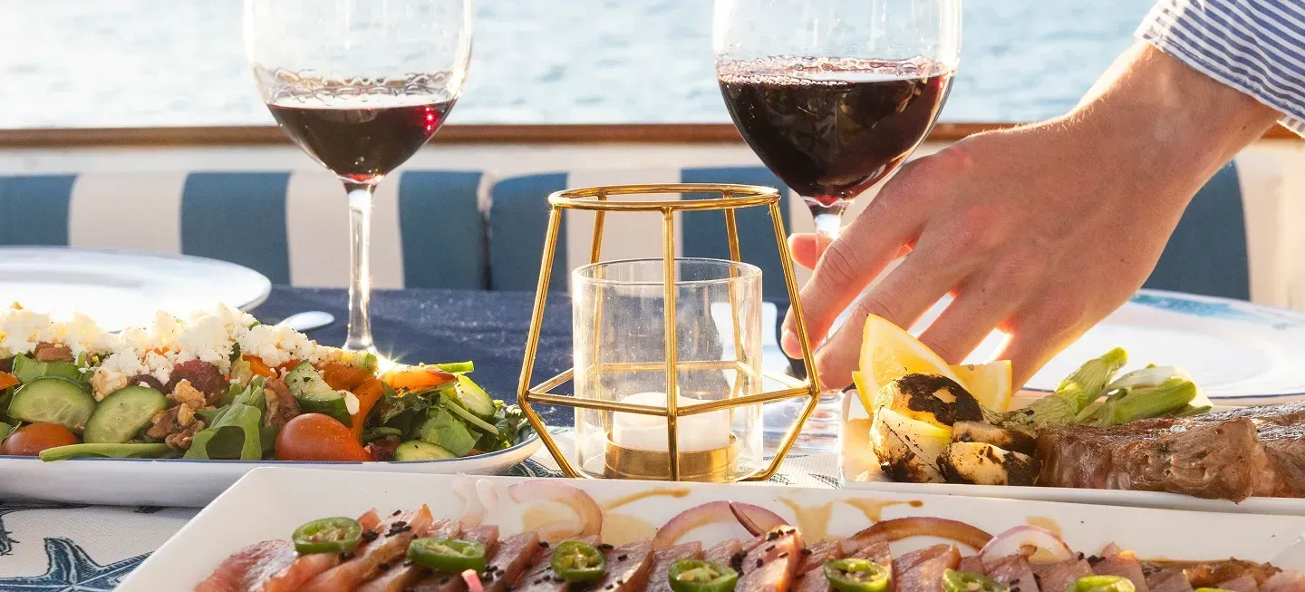 delicious food being served aboard a boat of baja nauticos
